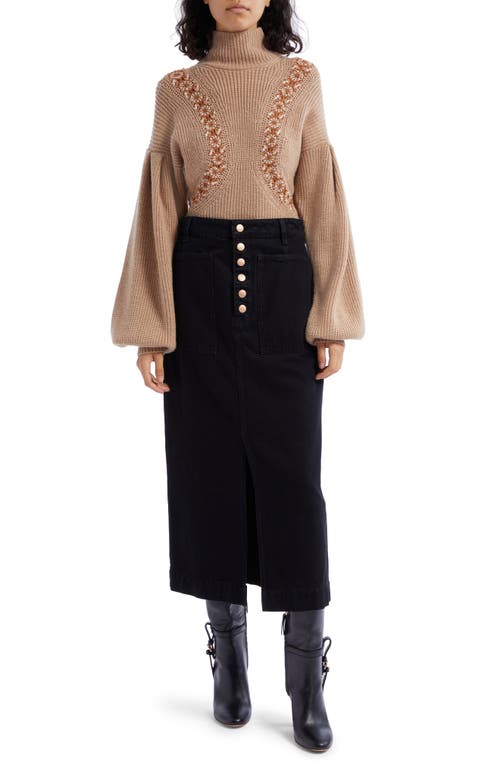 Ulla Johnson The Bea Denim Midi Skirt In Noir Wash