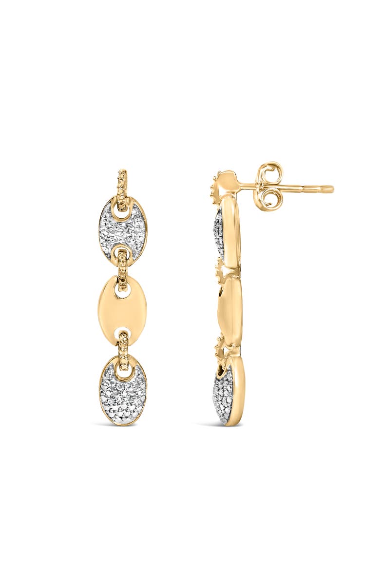 Gold Vermeil 1/10 Cttw Diamond Bold Disc Link Earring, Alternate, color, Silver