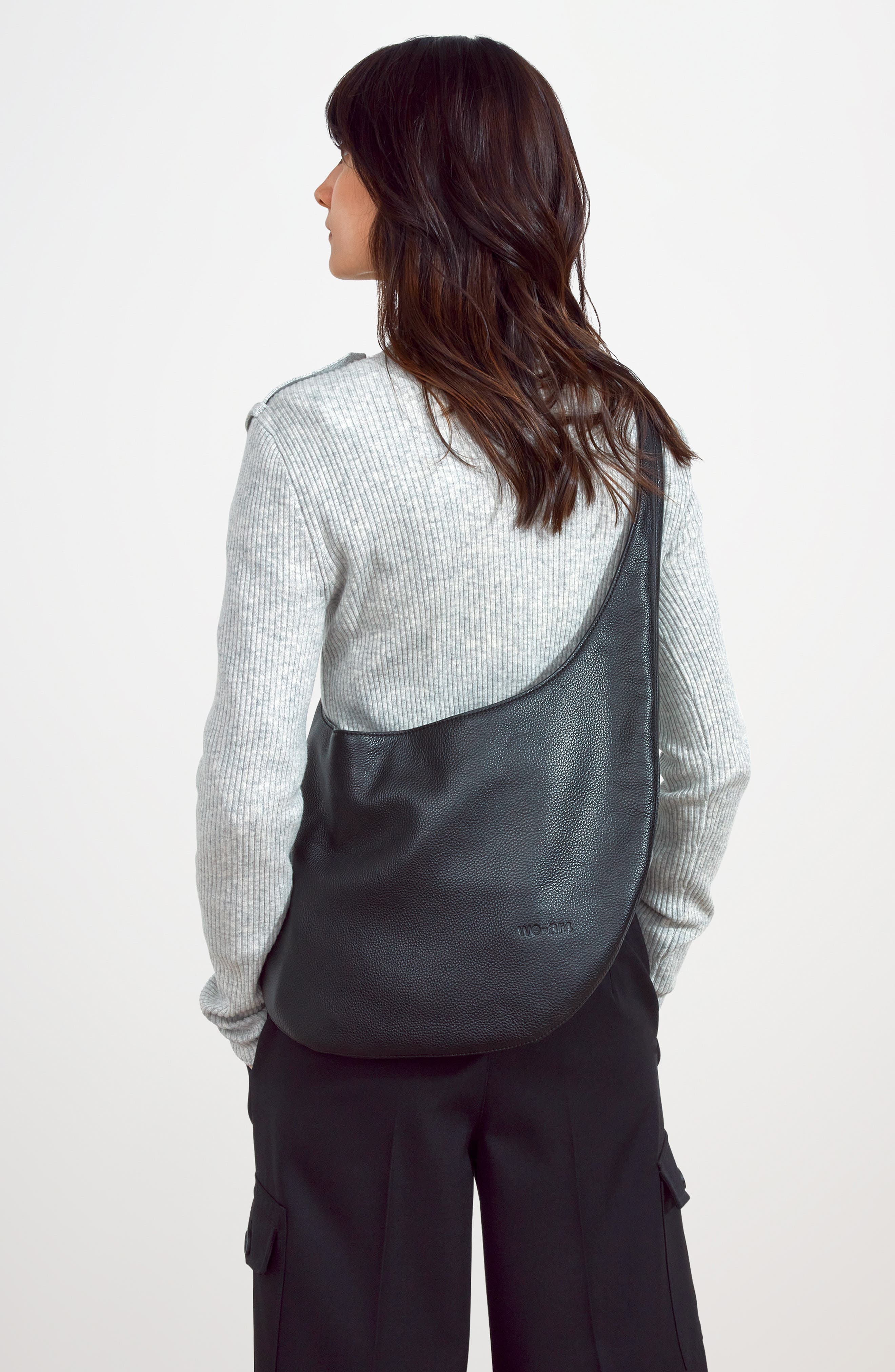 WE-AR4 The H Leather Hobo Bag, Alternate, color, Black