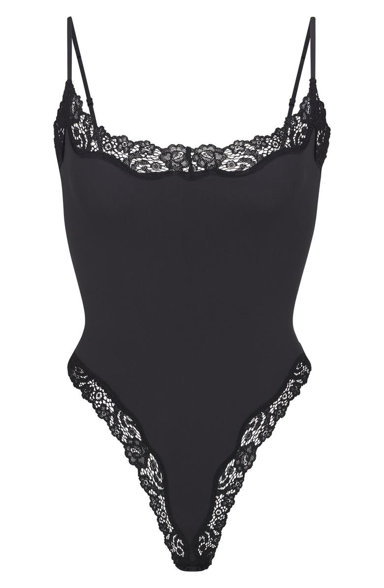 SKIMS Fits Everybody Corded Lace Cami Bodysuit, Alternate, color,