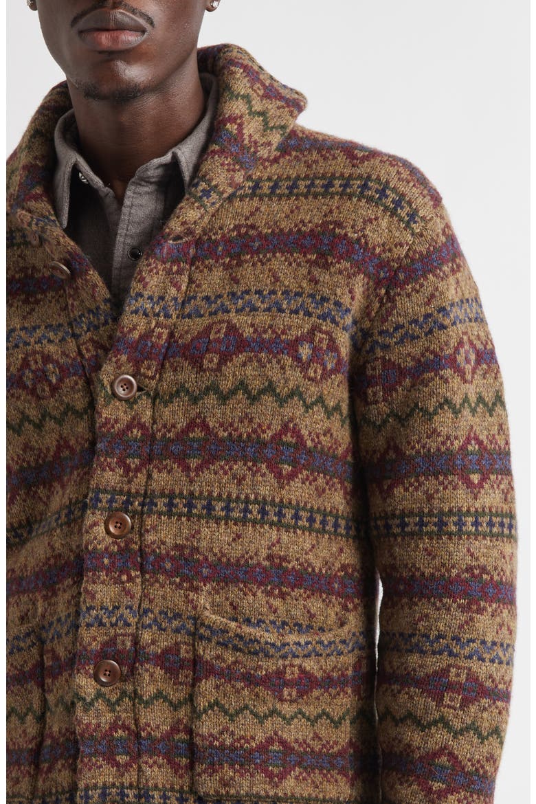 Fair Isle Wool Cardigan, Alternate, color, LODEN HEATHER MULTI