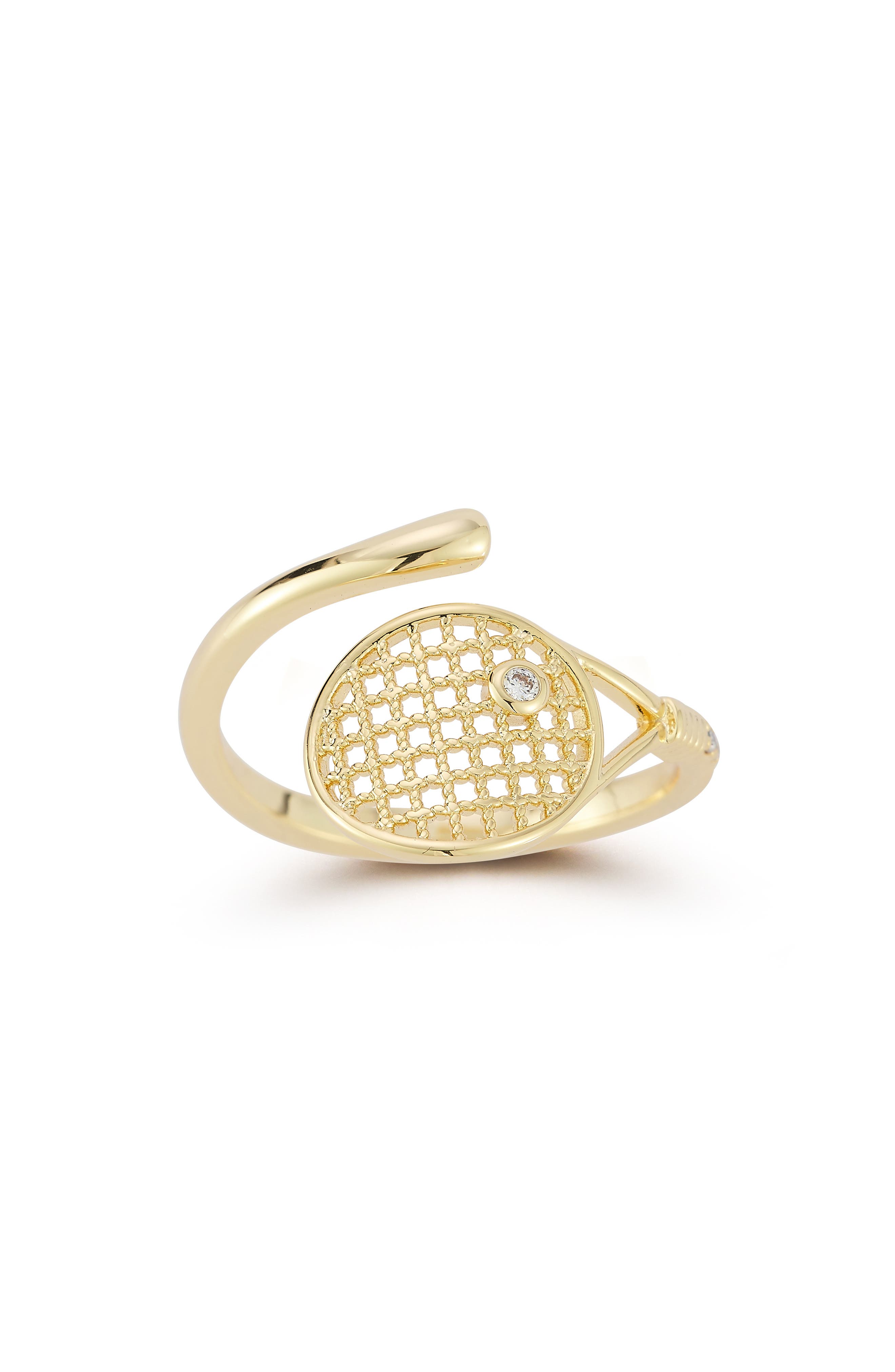 Cubic Zirconia Tennis Racket Bypass Ring