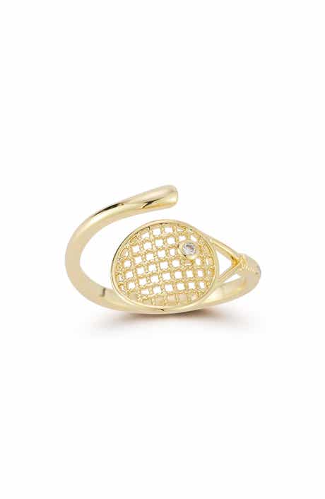 Cubic Zirconia Tennis Racket Bypass Ring