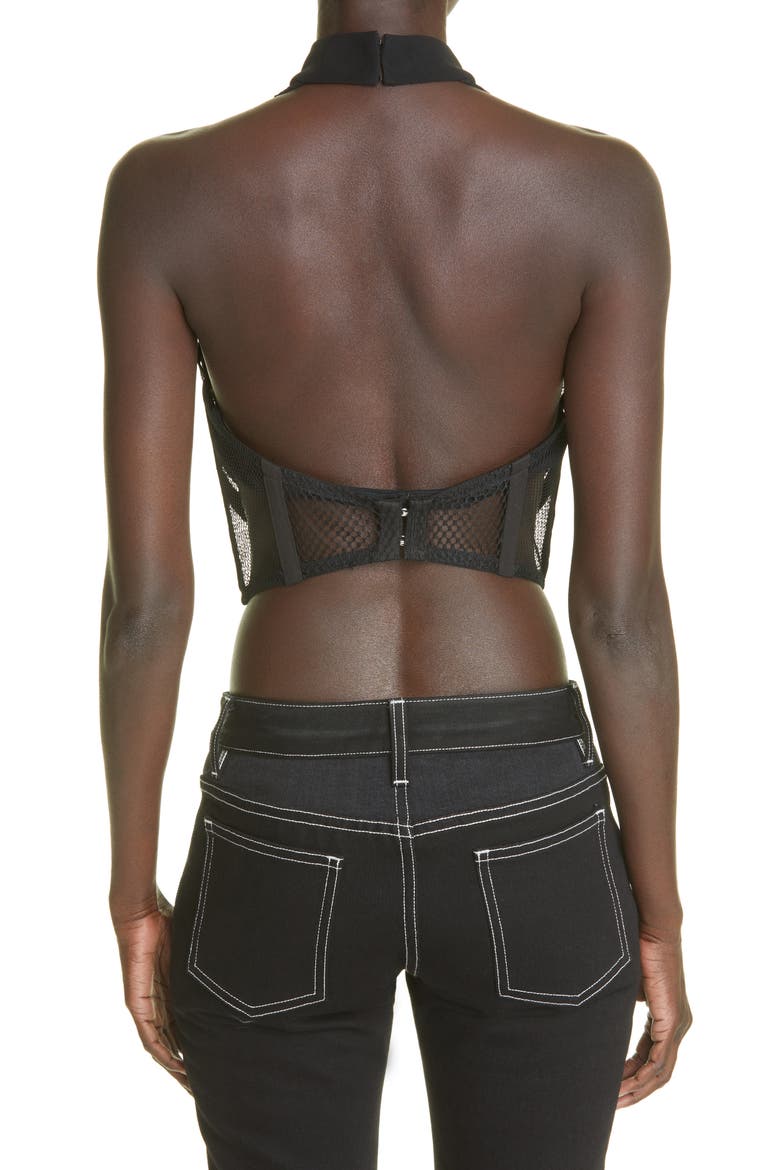 Halter Neck Mesh Bralette Top, Alternate, color, BLACK