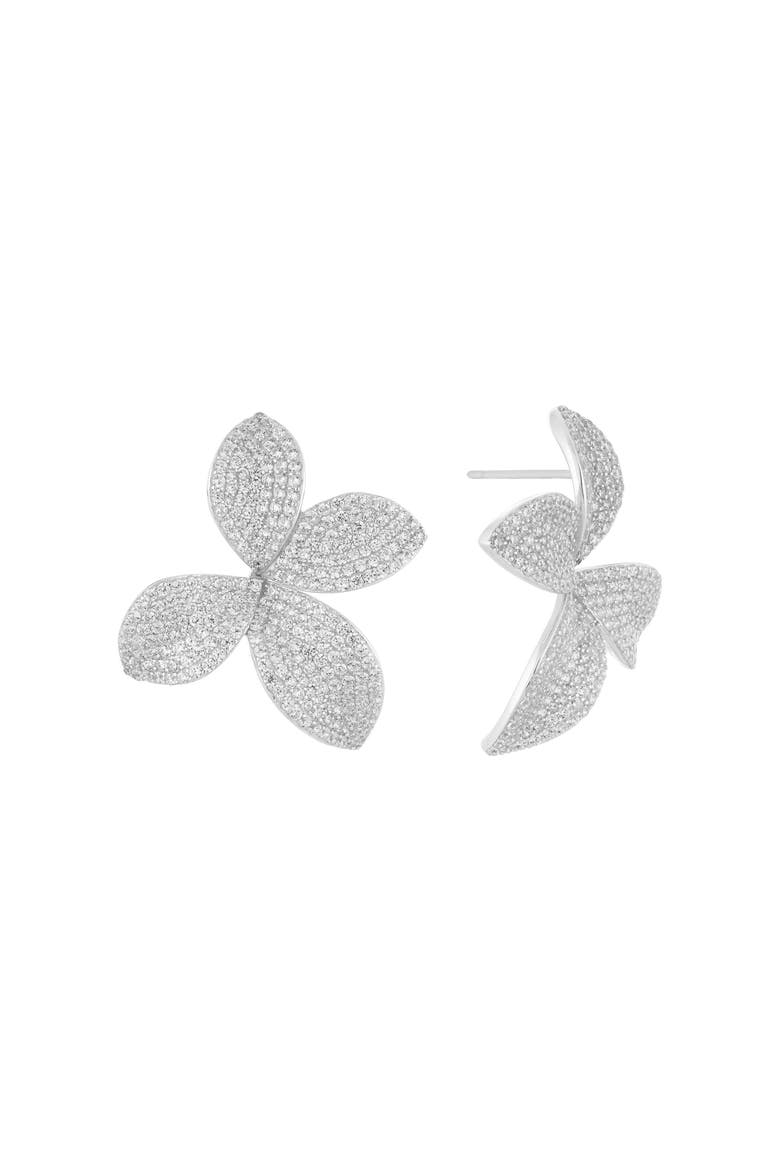 Pave Triple Butterfly Anklet, Main, color, Silver