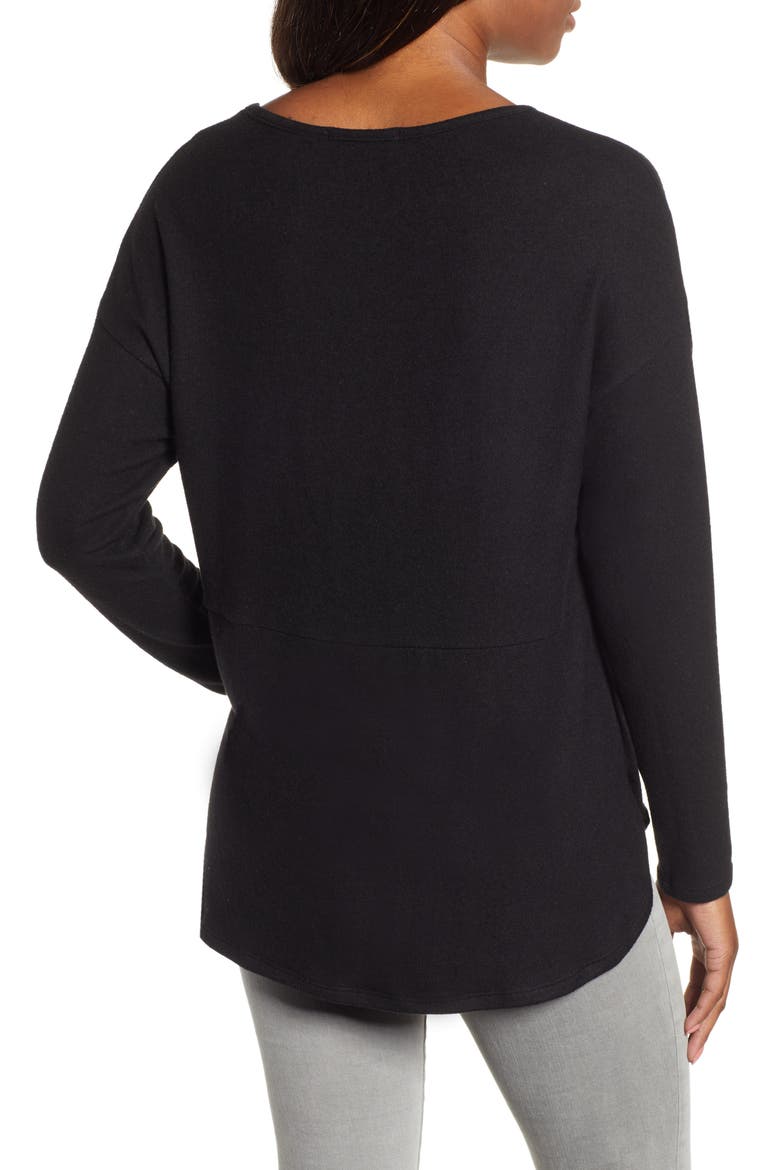Gibson Cozy V-Neck Top, Alternate, color, BLACK