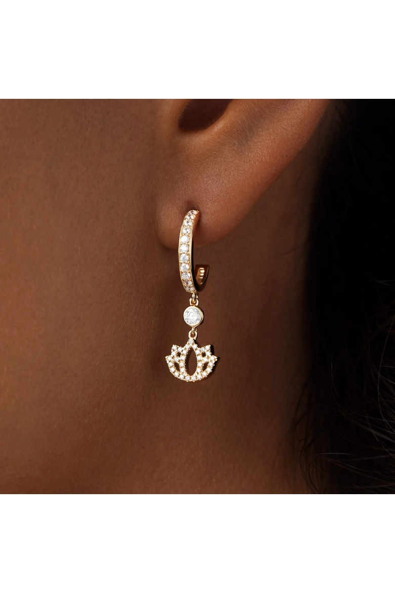 Sacred Bloom Lotus Dangle Earrings, Alternate, color, Gold