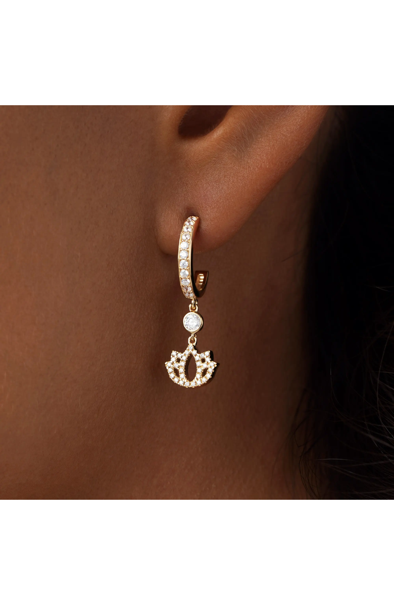 Karma and Luck Sacred Bloom Lotus Dangle Earrings, Alternate, color, Gold