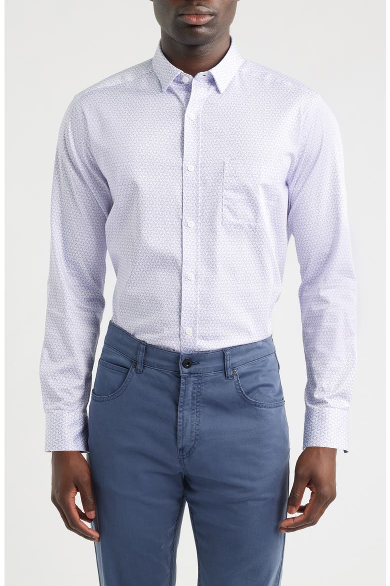 Logan Print Button-Up Shirt, Main, color, PURPLE PINWHEEL