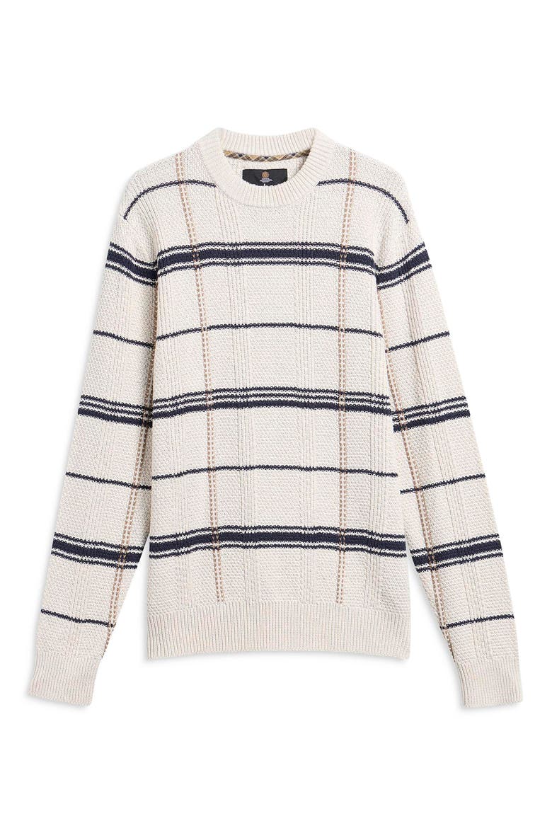 Fasey Cable Tartan Crewneck Sweater, Alternate, color, WHISPER WHITE