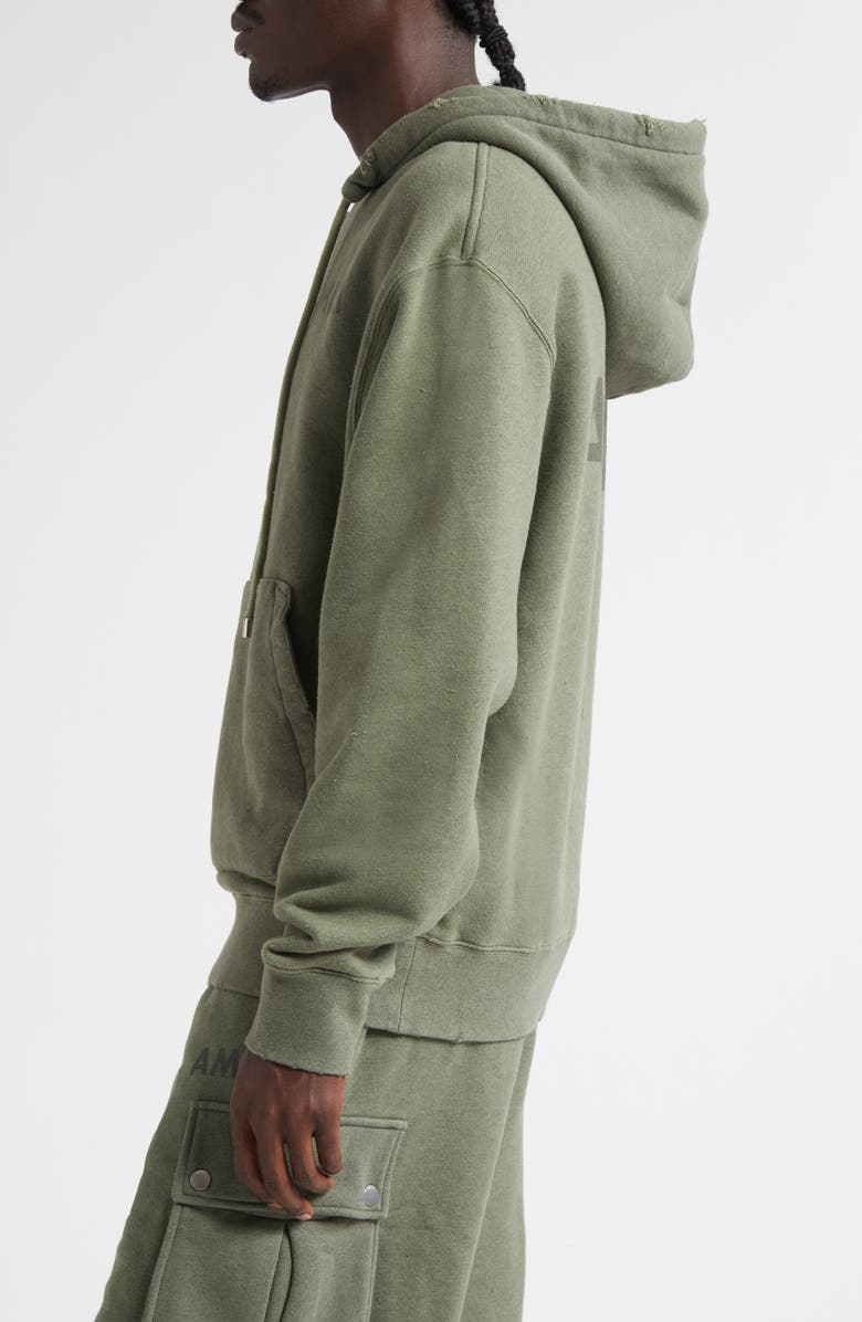 AMIRI Stencil Logo Oversize Cotton Hoodie, Alternate, color, Olive