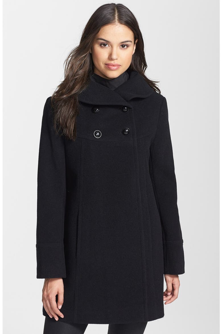 Wool Blend Swing Coat, Main, color, BLACK