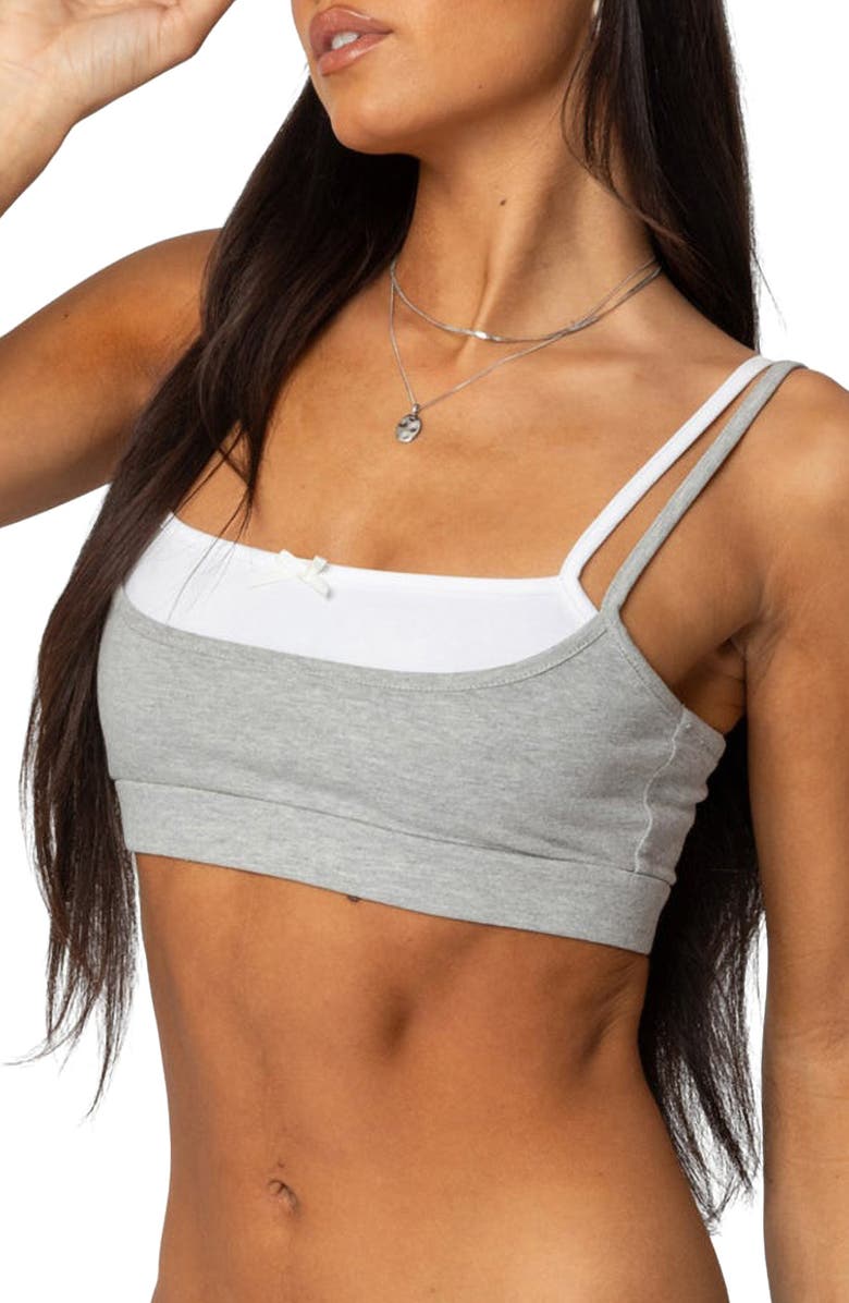 EDIKTED Gracie Layered Bralette, Alternate, color, Gray-Melange