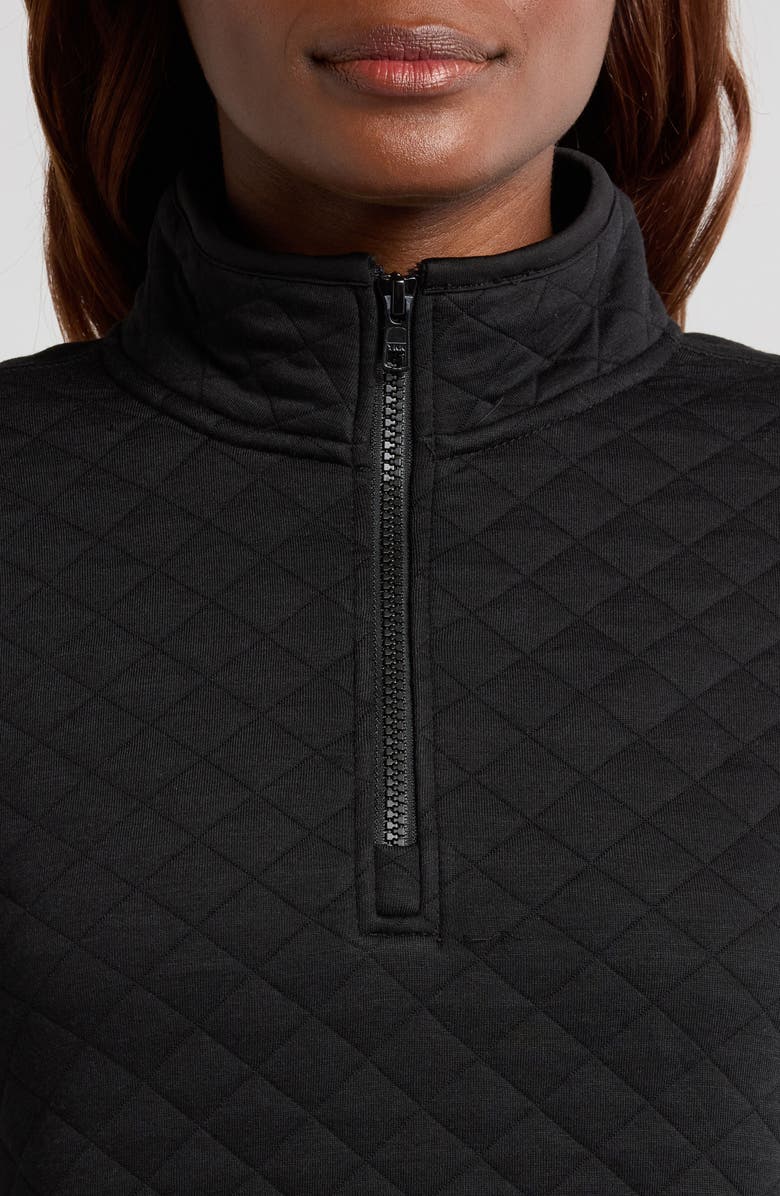 Marine Layer Corbet Quilted Quarter Zip Pullover, Alternate, color, Black Heather