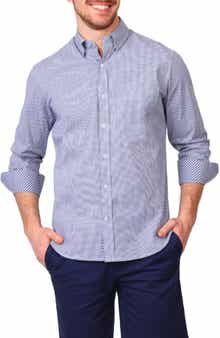 TailorByrd Micro Gingham Stretch Cotton Button-Up Shirt