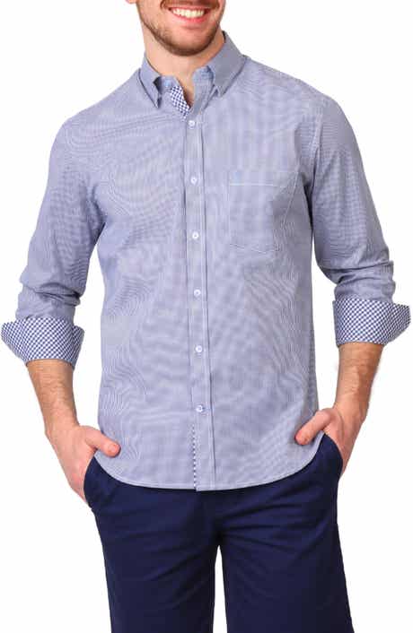 TailorByrd Micro Gingham Stretch Cotton Button-Up Shirt