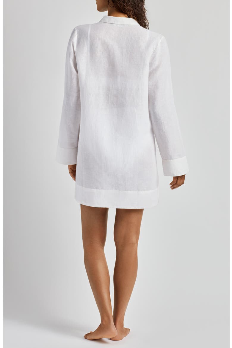 Wide Cuff Long Sleeve Linen & Cotton Cover-Up Dress, Alternate, color, WHITE