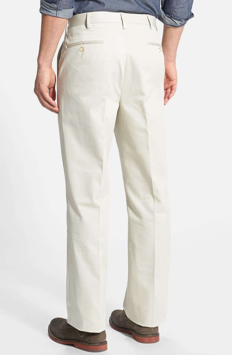 Berle Flat Front Classic Fit Cotton Dress Pants, Main, color, Stone