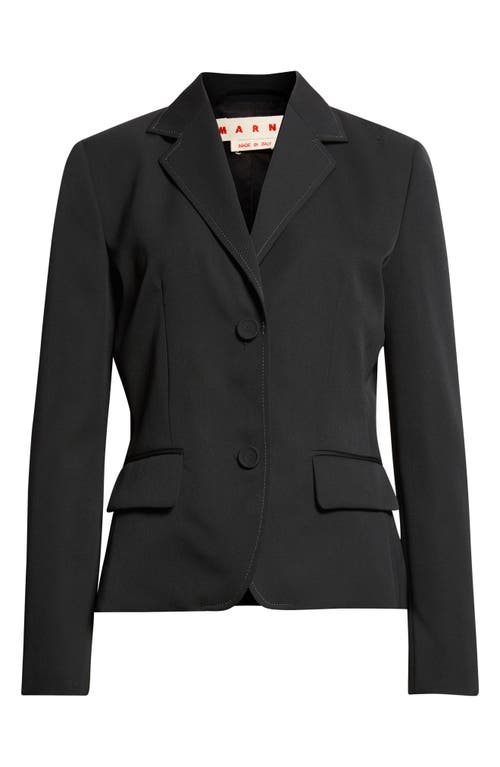 Marni Classic Lined Virgin Wool Jacket With Accentuated Waist In Black