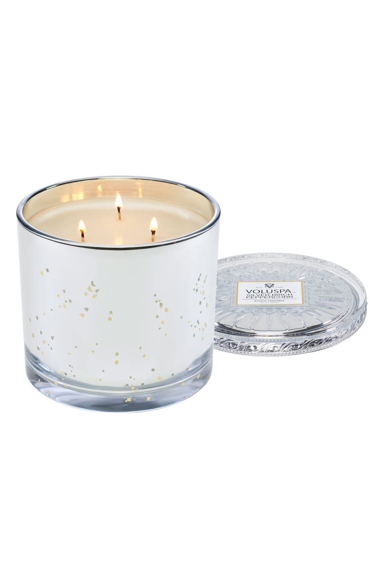 Voluspa Silver Birch Peppercorn Three-Wick Grande Maison Candle, Main, color,