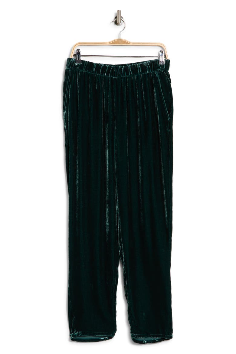 High Waist Tapered Ankle Velvet Pants, Main, color, PINE