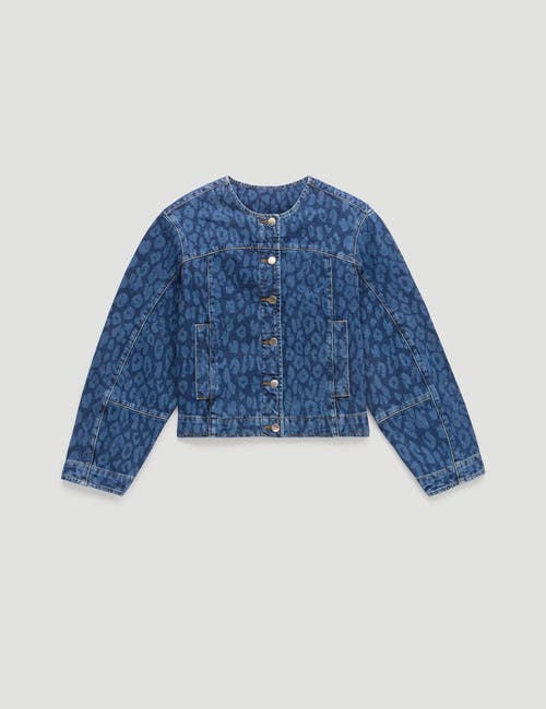 Hush Velma Leopard Print Denim Jacket In Blue