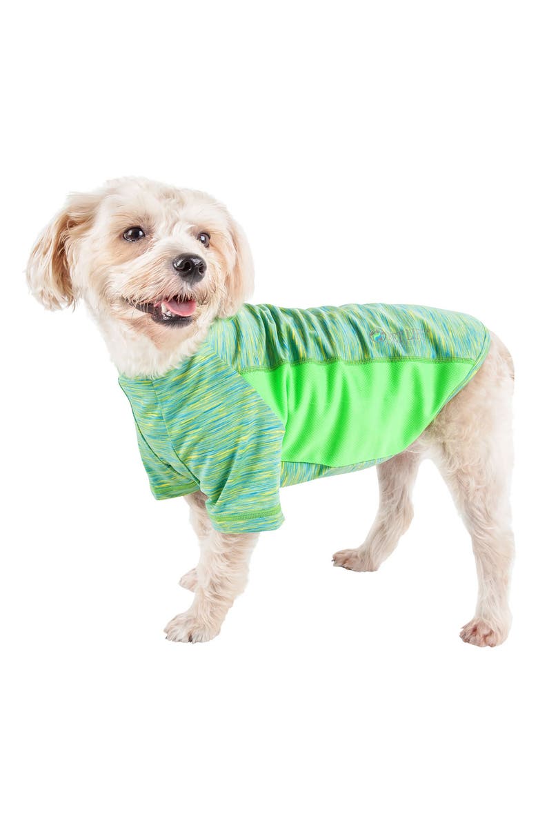PET LIFE ACTIVE Warf-Speed Heathered Tone-on-Tone T-Shirt, Alternate, color, Green Heather W/ Light Green
