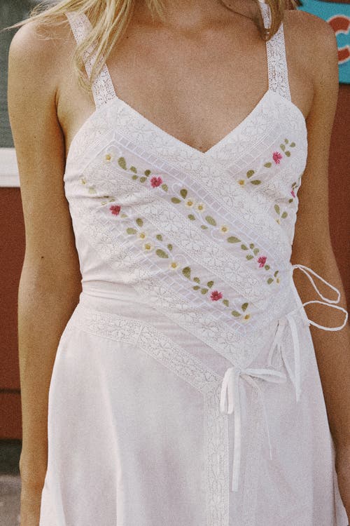 Nasty Gal Lace Mix Bow Mini Dress In White