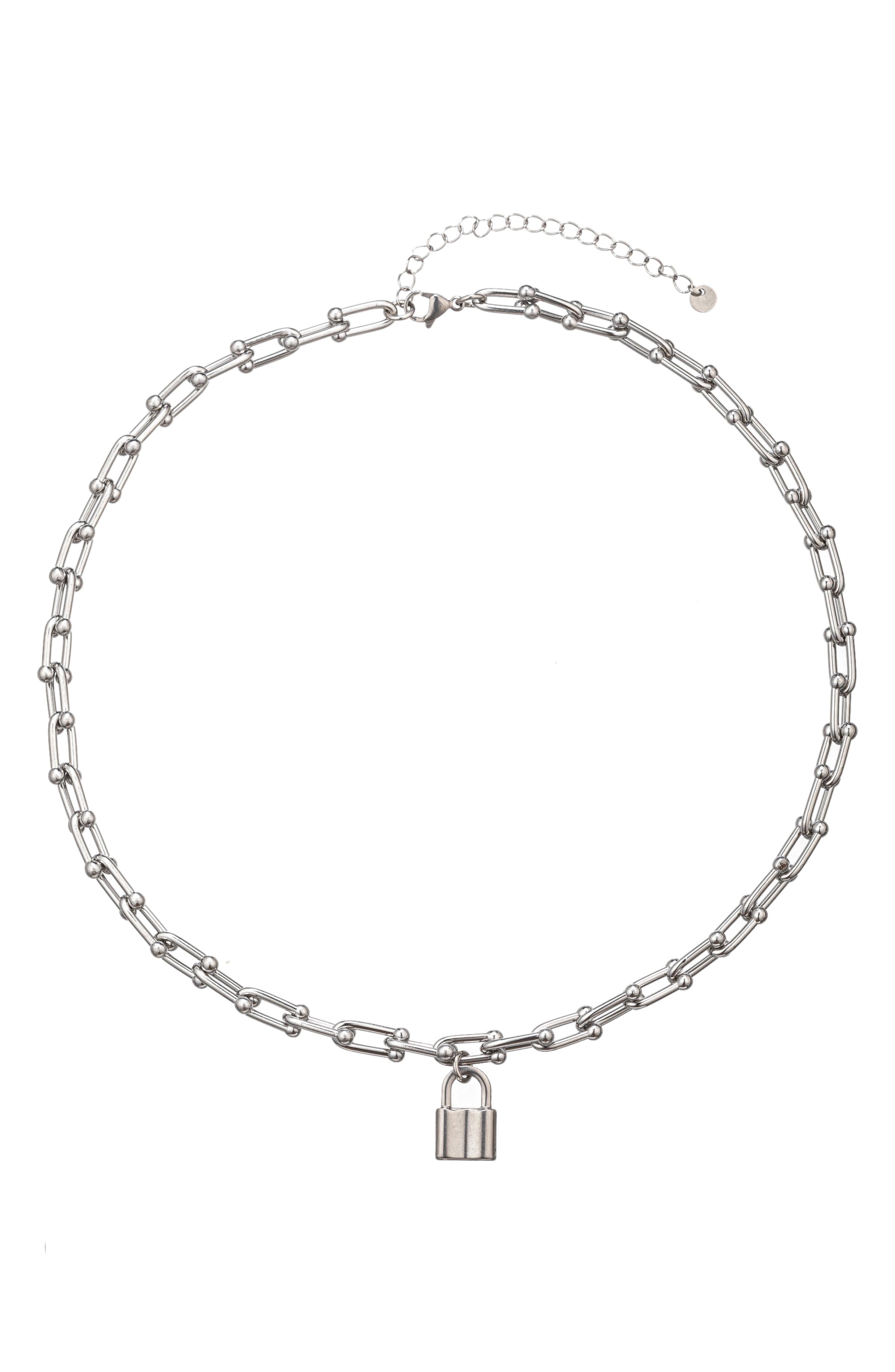 EYE CANDY LOS ANGELES Men's Liam Lock Pendant Paperclip Necklace