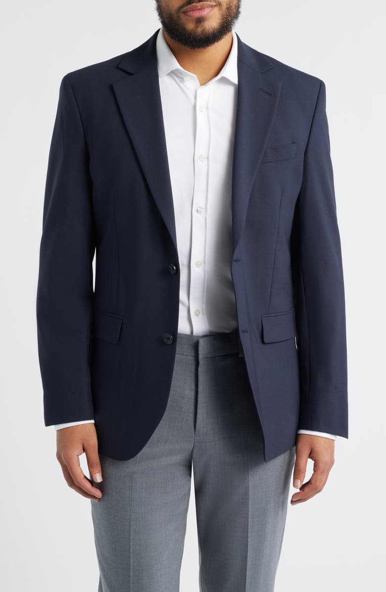 Nordstrom Henrik Trim Fit Solid Stretch Wool Suit Jacket, Main, color, Navy Sky