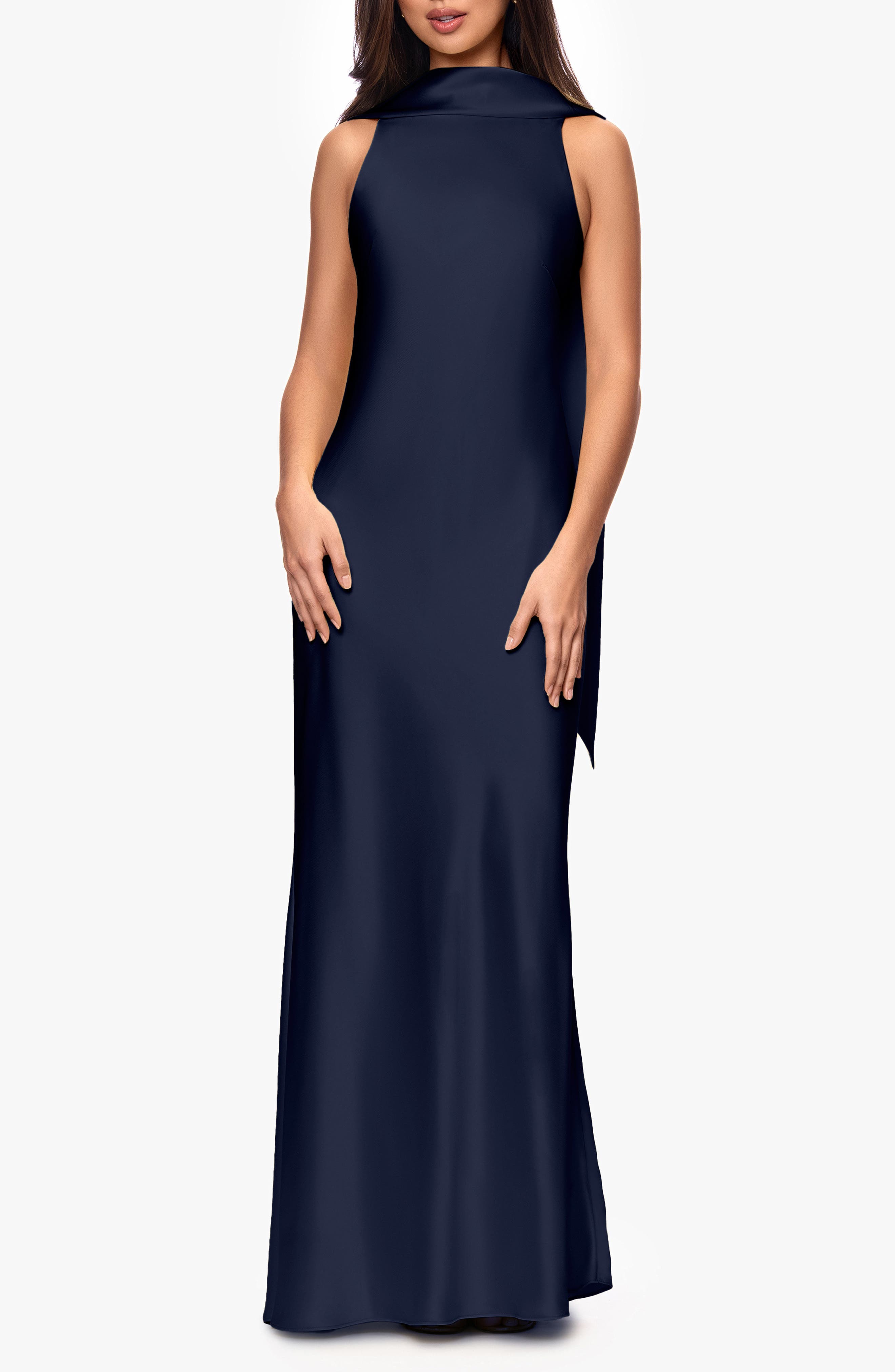 Satin Tie Back Mermaid Gown - image 3