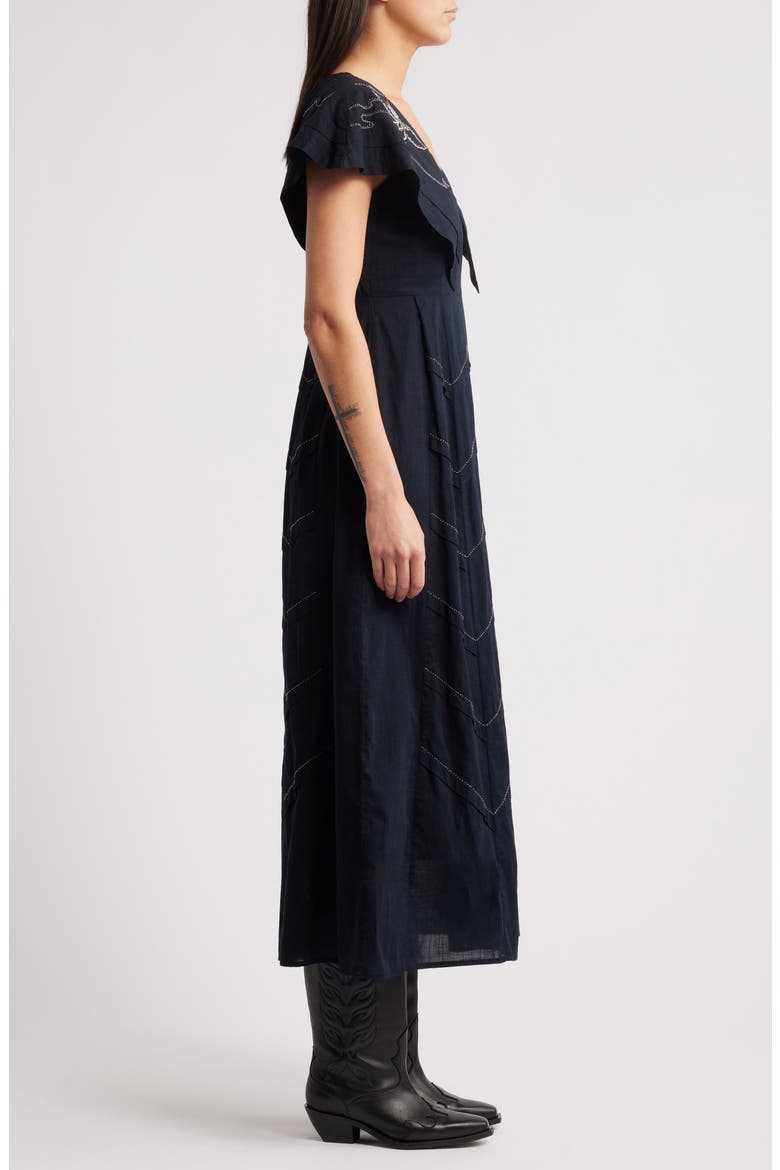 The Beaded Partridge Cotton Dress, Alternate, color, BLACK