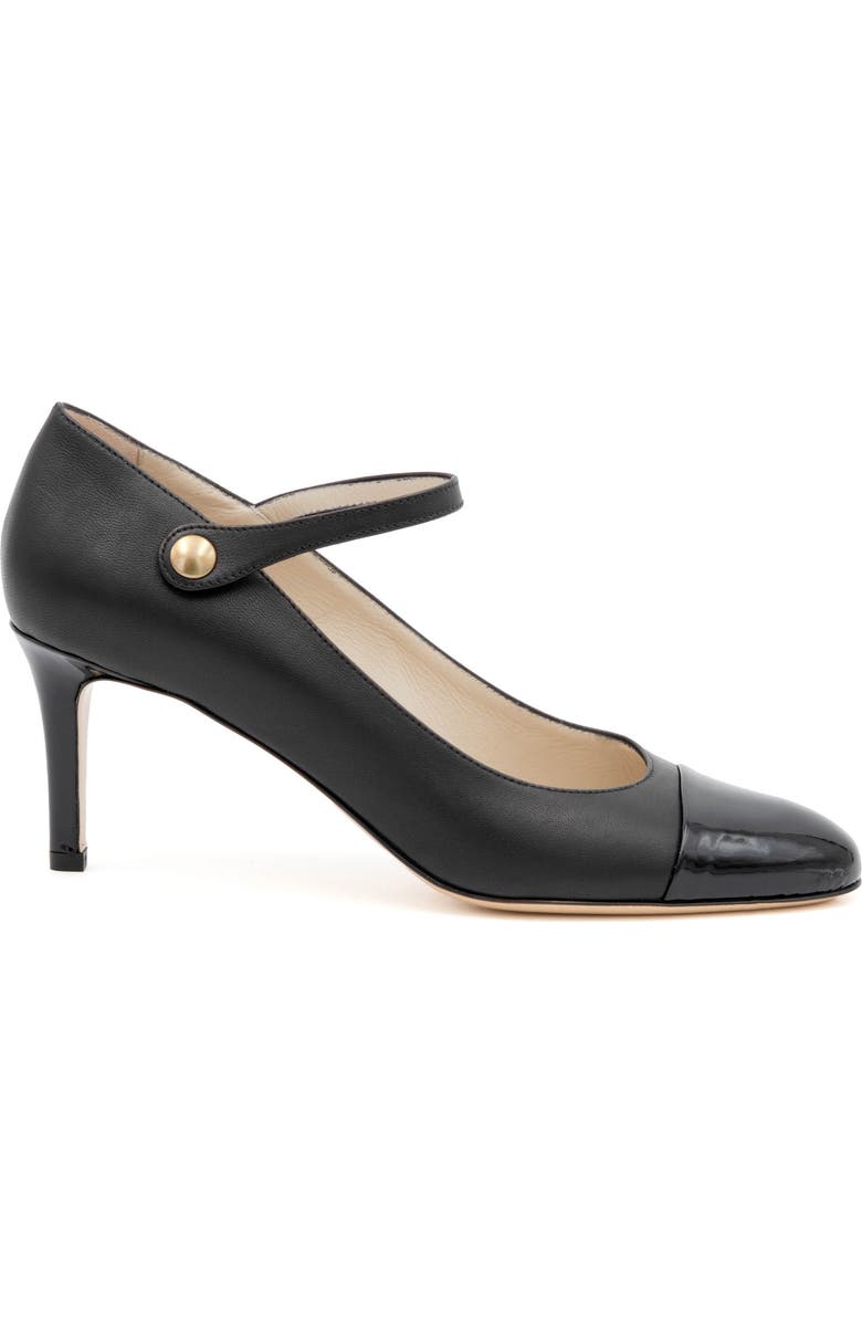 Amalfi by Rangoni Lilli Ankle Strap Cap Toe Pump, Alternate, color, Black Parm Black Vernice