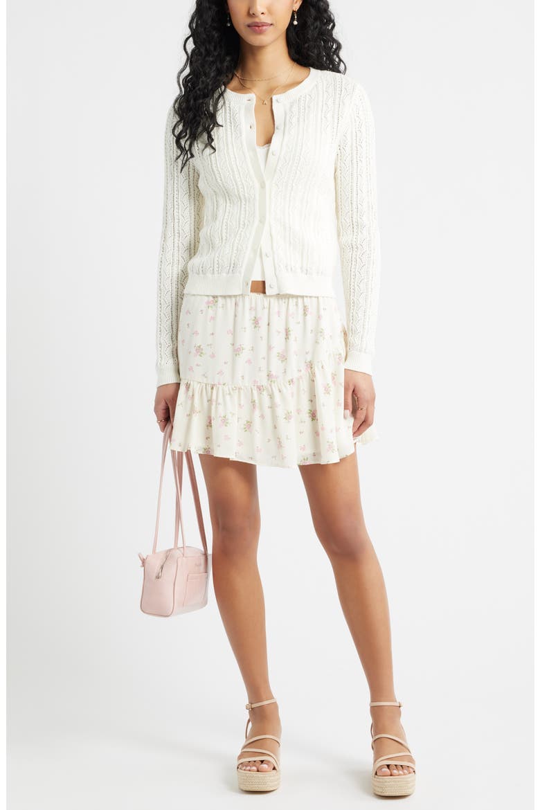Pointelle Knit Cardigan, Alternate, color, IVORY