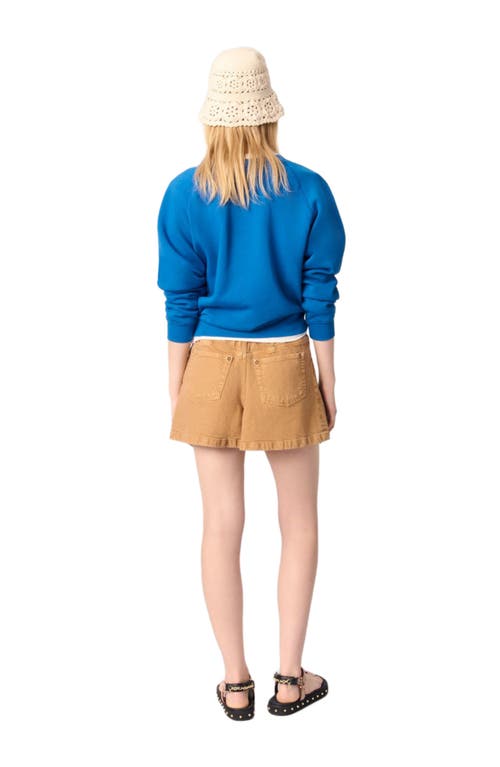 Maje Denim Shorts In Beige