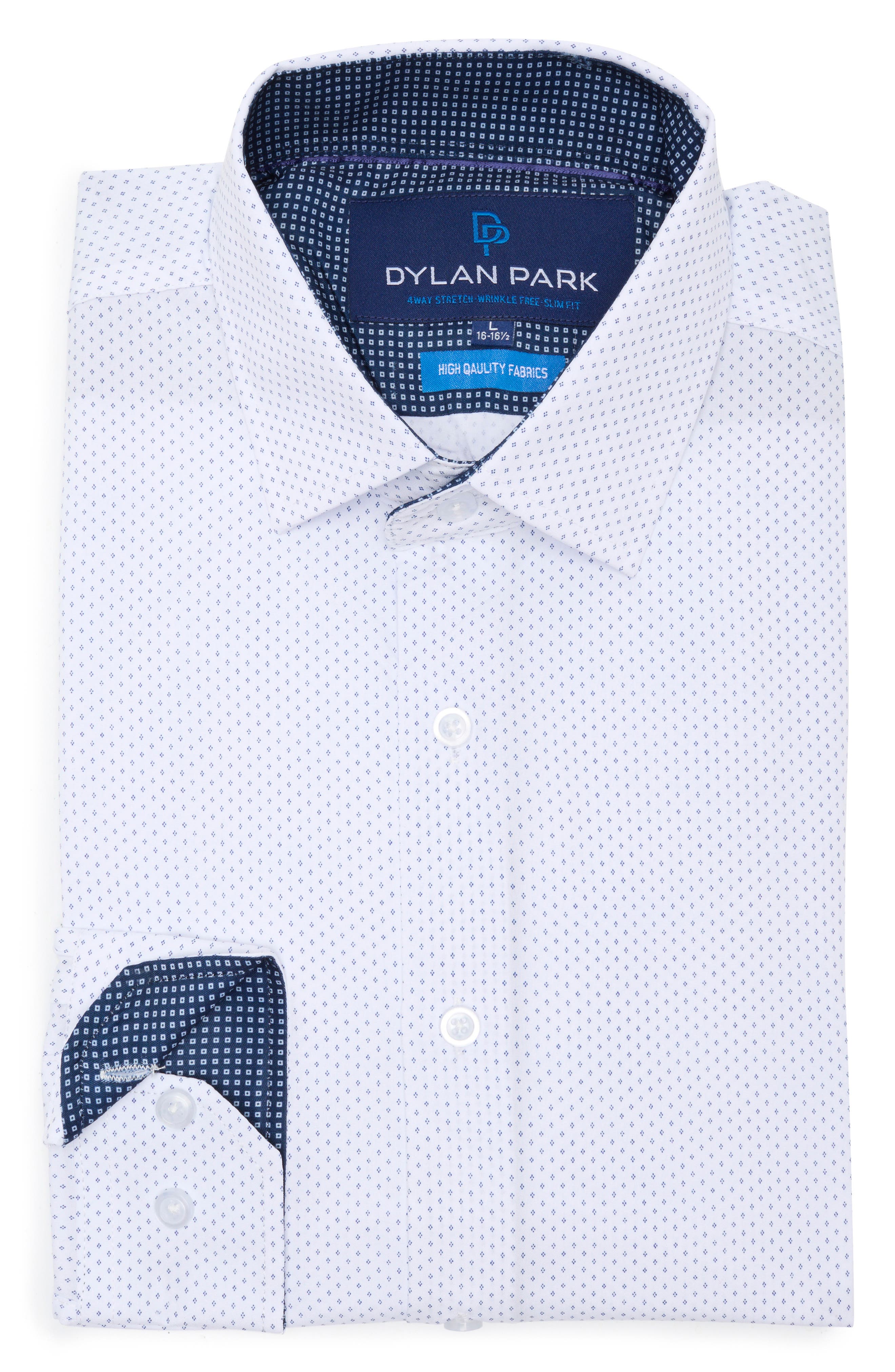 DYLAN PARK Slim Fit Perfect Stretch Long Sleeve Button Down Shirt