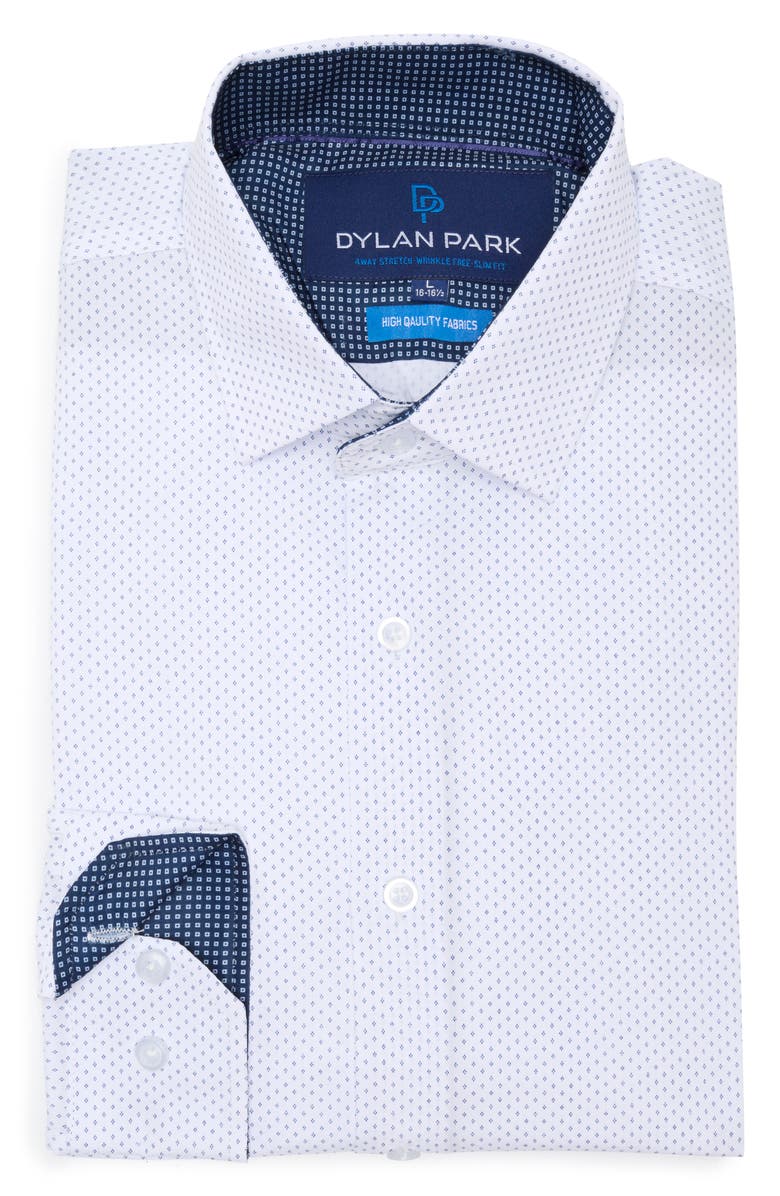 DYLAN PARK Slim Fit Perfect Stretch Long Sleeve Button Down Shirt, Main, color, White