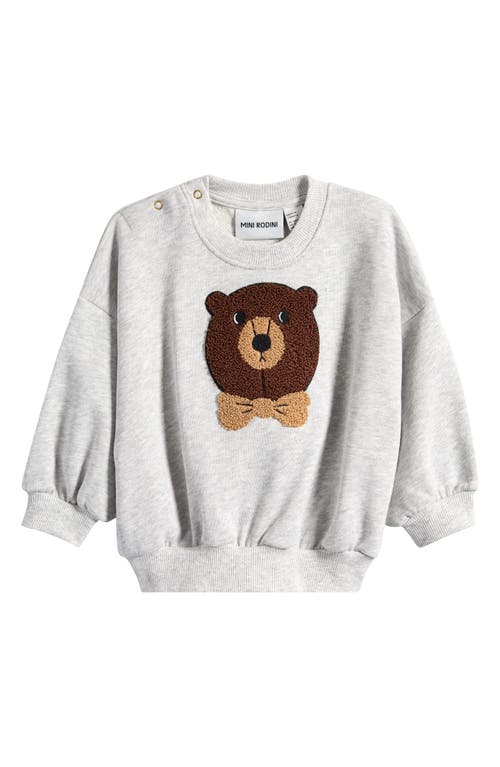 Mini Rodini Chenille Bear Organic Cotto Sweatshirt In Gray