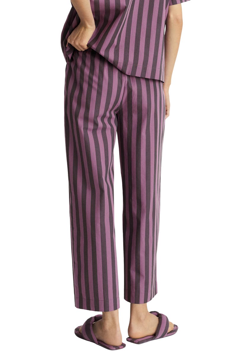 MANGO Stripe Cotton Pajama Pants, Alternate, color, Plum
