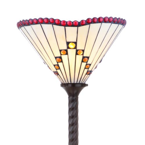 Jonathan Y Smith Tiffany-style 70.5" Torchiere Led Floor Lamp, Bronze In Bronze
