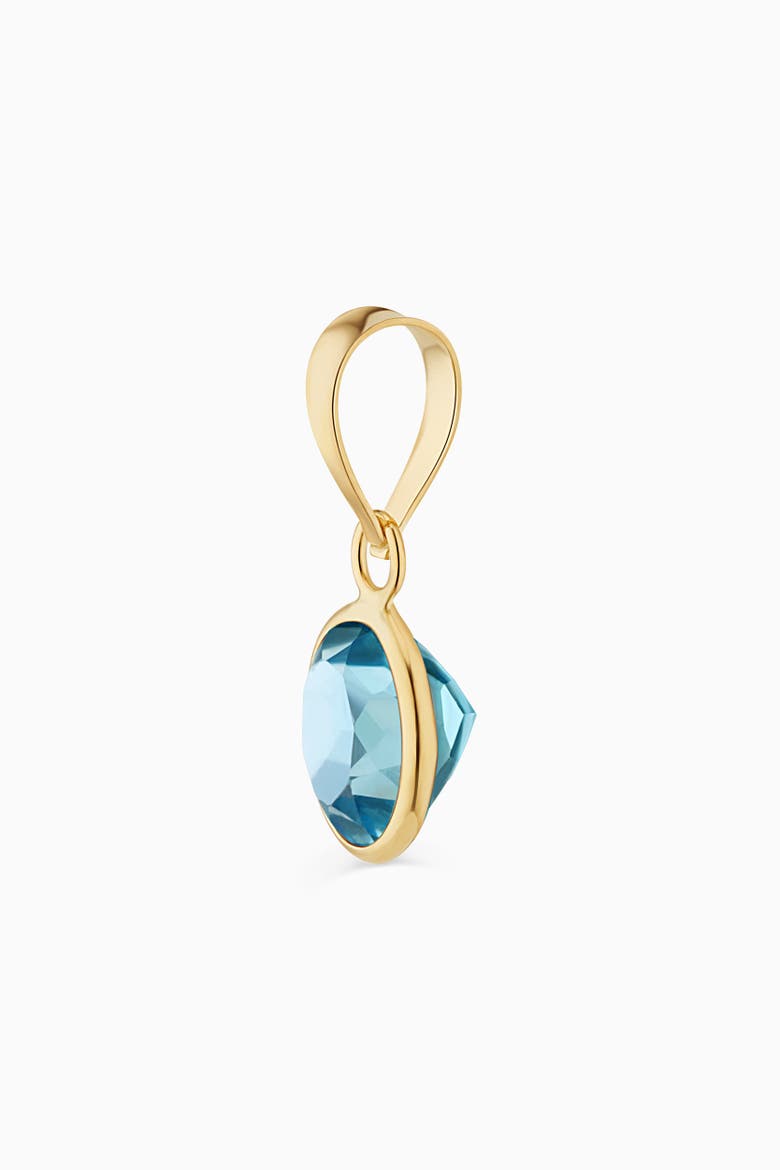14K Yellow Gold Vivid Round Pendant Charm, Alternate, color, Yellow Gold, Blue Topaz