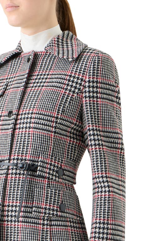 Akris Punto Glen Plaid Wool Tweed Belted Jacket In Multi