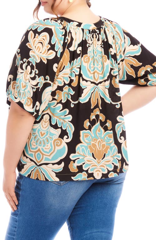 Karen Kane Plus Floral Peasant Blouse In Print
