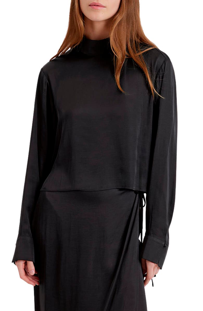 Solid & Striped The Leau Satin Top, Main, color, Noir