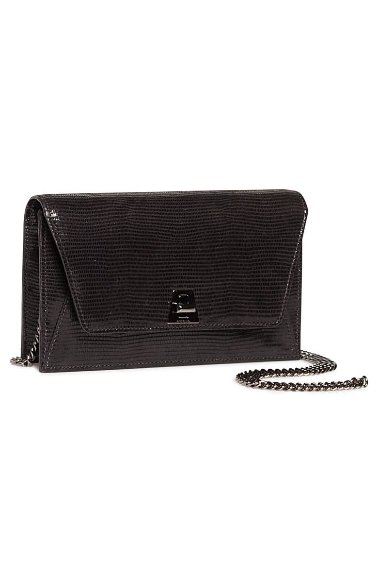 Akris Anouk Lizard Embossed Wallet on a Chain, Alternate, color, Black