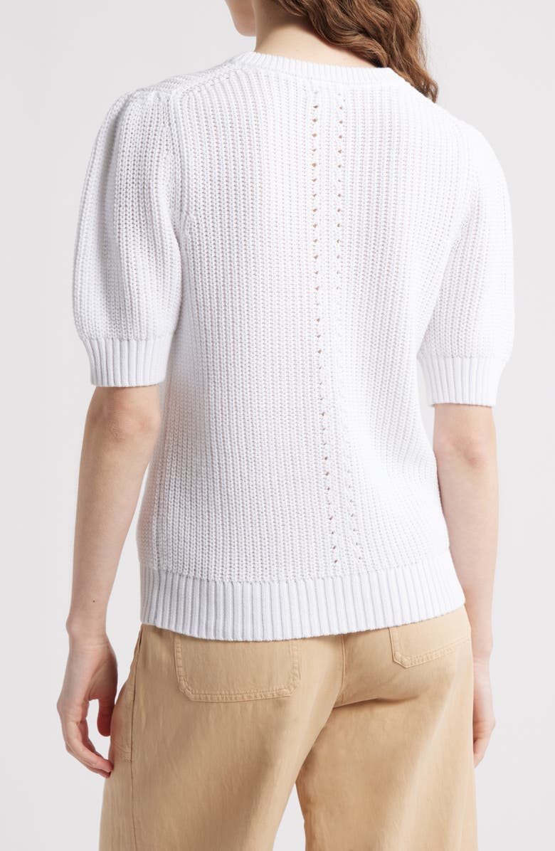 Caslon<sup>®</sup> Elbow Sleeve Cotton Sweater, Alternate, color, White