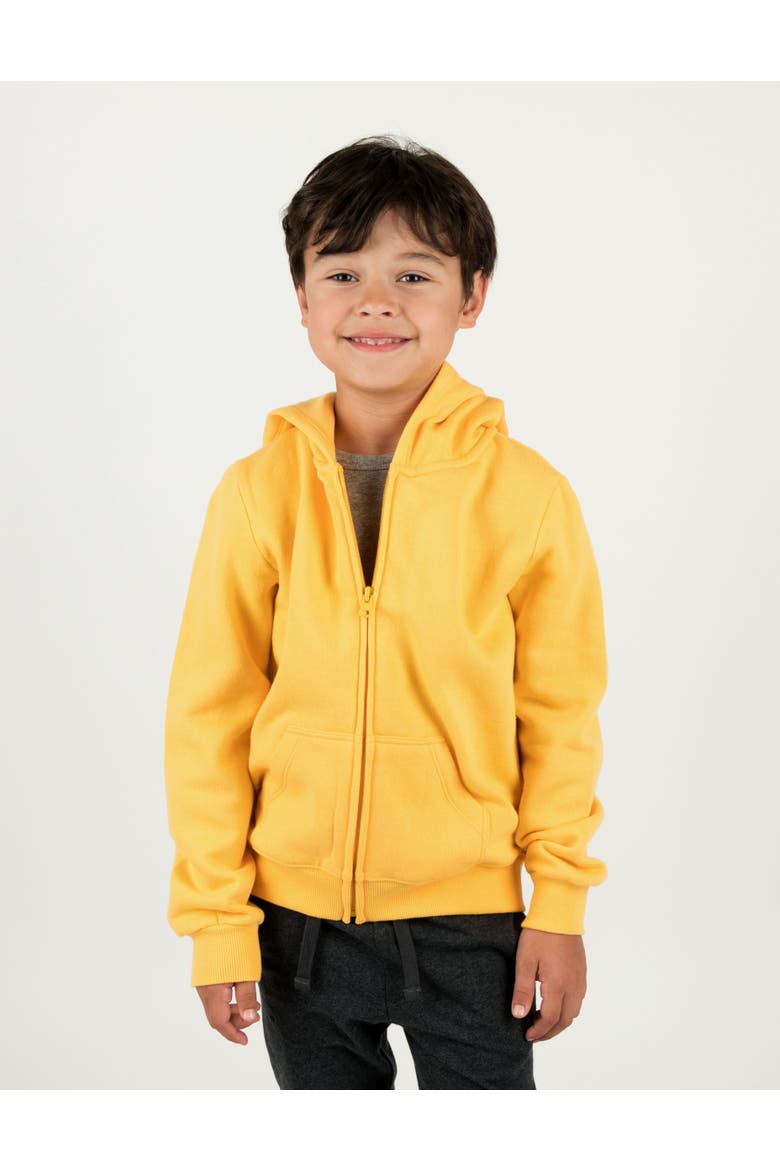Kids Zip-Up Hoodie, 100% Cotton, Solid Colors, Alternate, color, Yellow