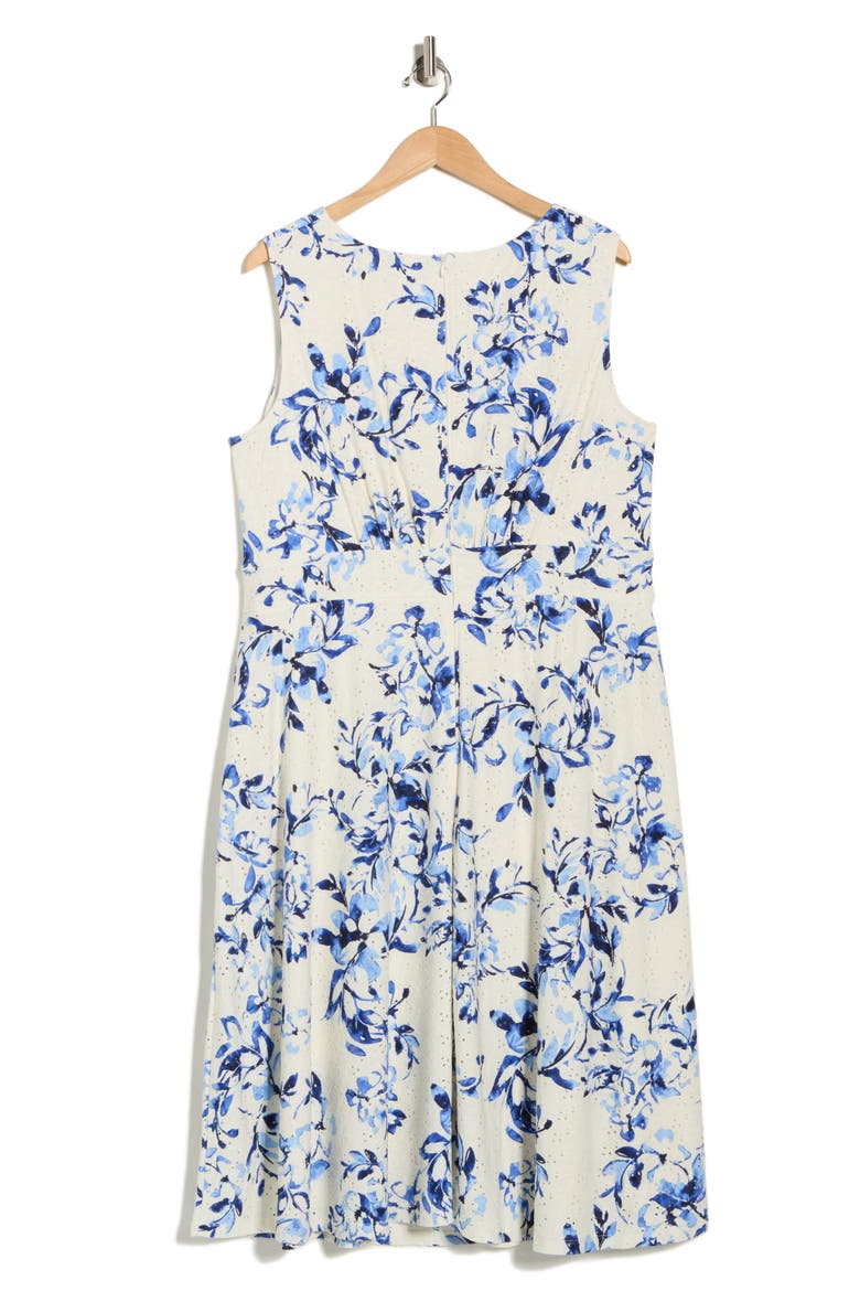 Sleeveless Midi Dress, Alternate, color, IVORY/ BLUE