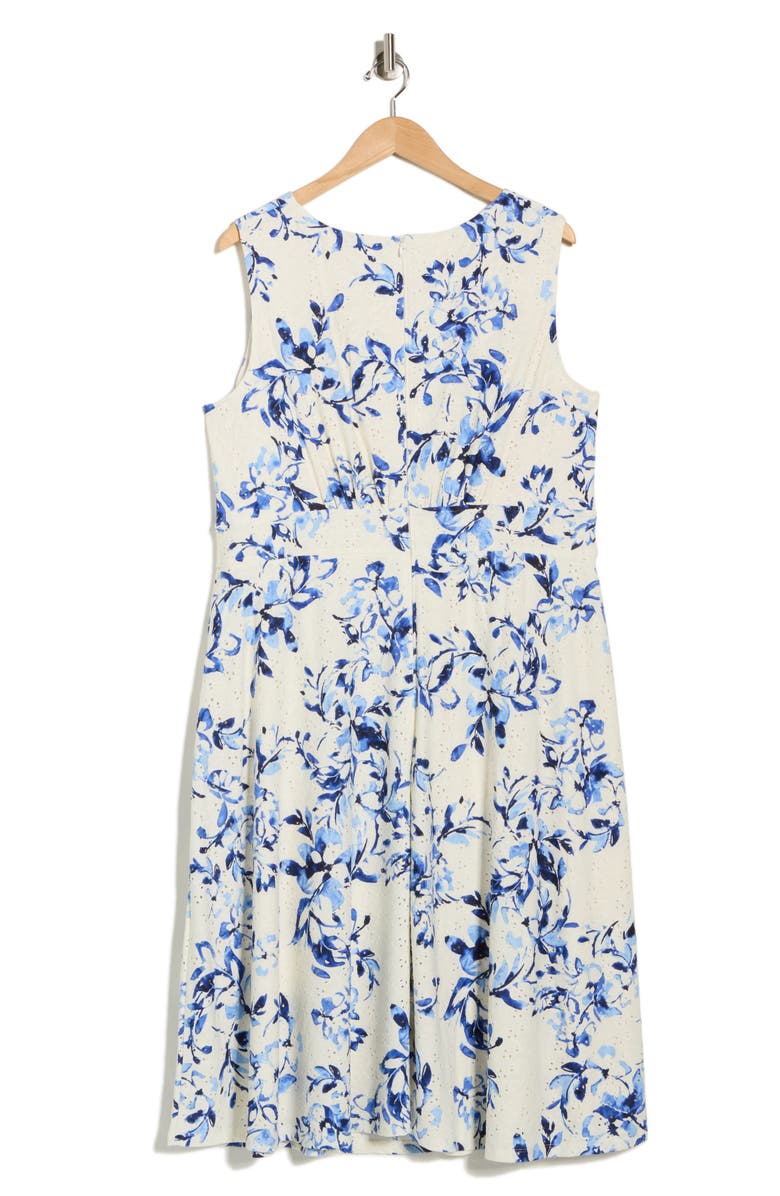 London Times Sleeveless Midi Dress, Alternate, color, Ivory/ Blue
