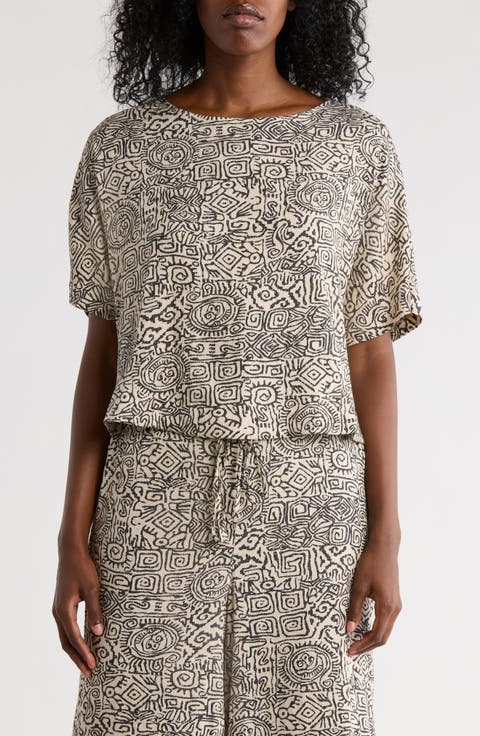 Boxy Short Sleeve Button-Up Top